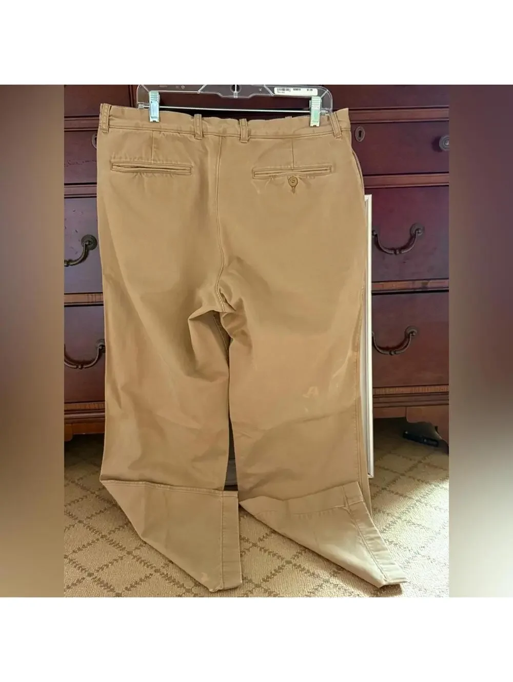 Vintage J. Creew Broken In Chino Relaxed Fit British Tan 35 x 32